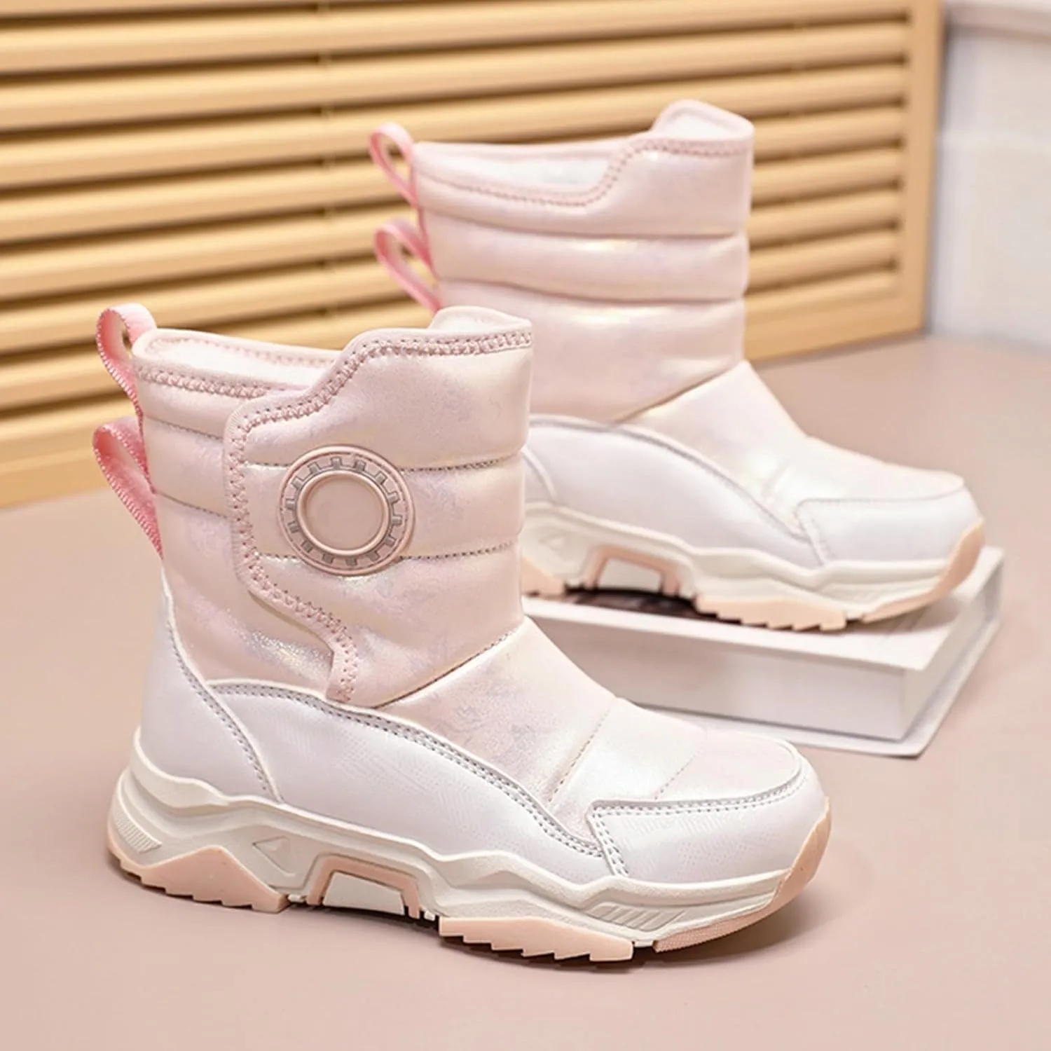 Baby Boys Girls Snow Booties Winter Thick aterproof Shoes Kids Outdoor Warm Ski Comfy Boots Fashion Non Slip Chunky