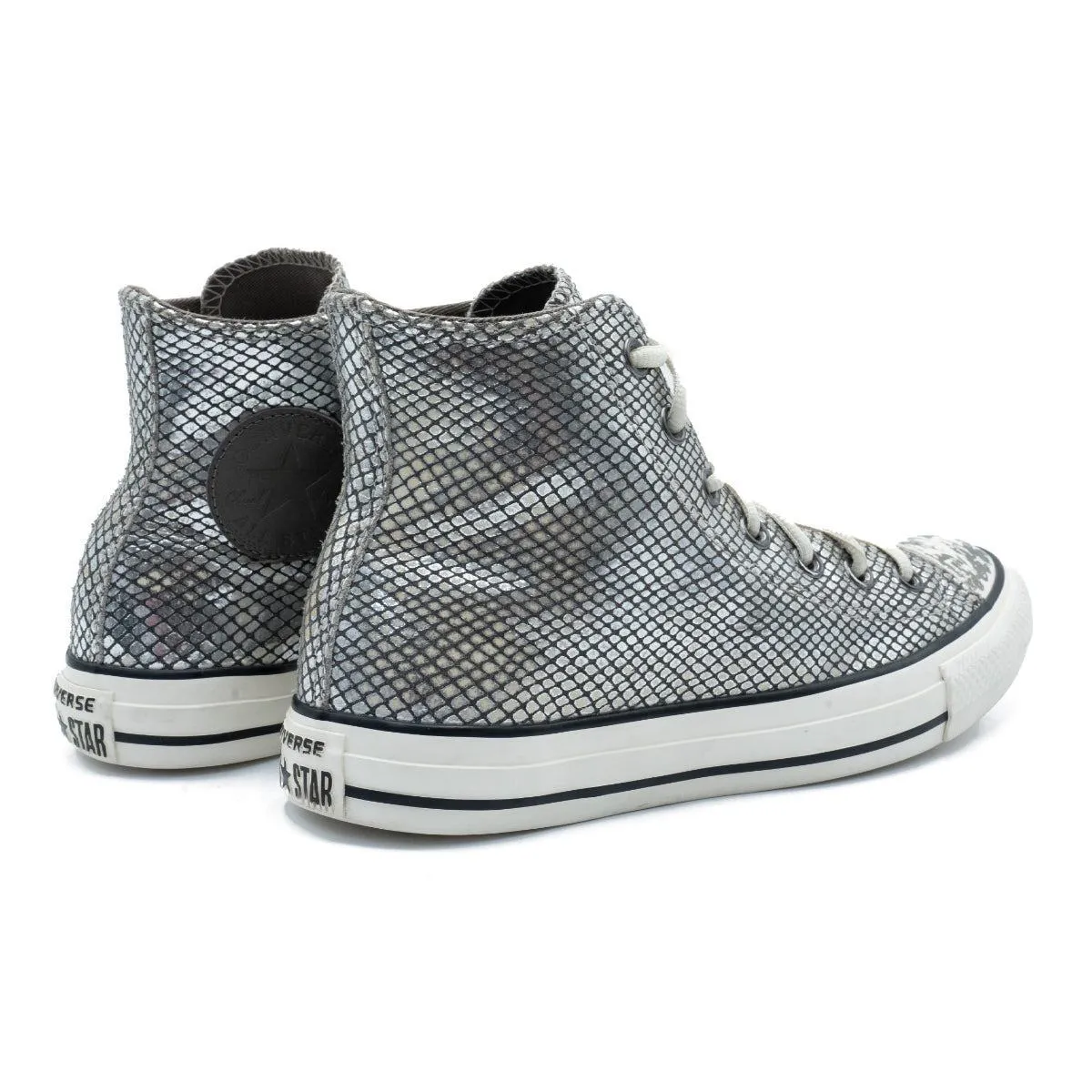Converse Chuck Taylor High-Top Sneakers Leather Silver Colour For Women