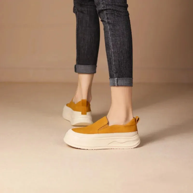 Hnzxzm Autumn Loafer 8CM Platform Shoes Flats White Slip on Casual Shoes Slipony Women Sneakers Shoes Breathable Comfy Summer Sneakers