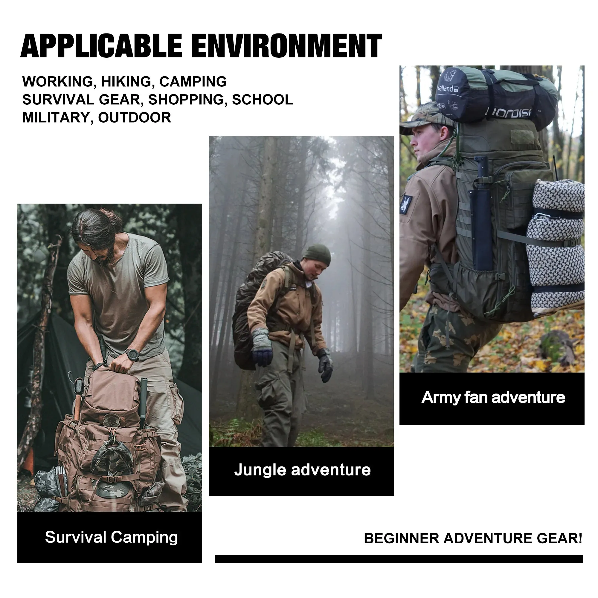Mardingtop 50L Molle Hiking Internal Frame Backpacks with Rain Cover