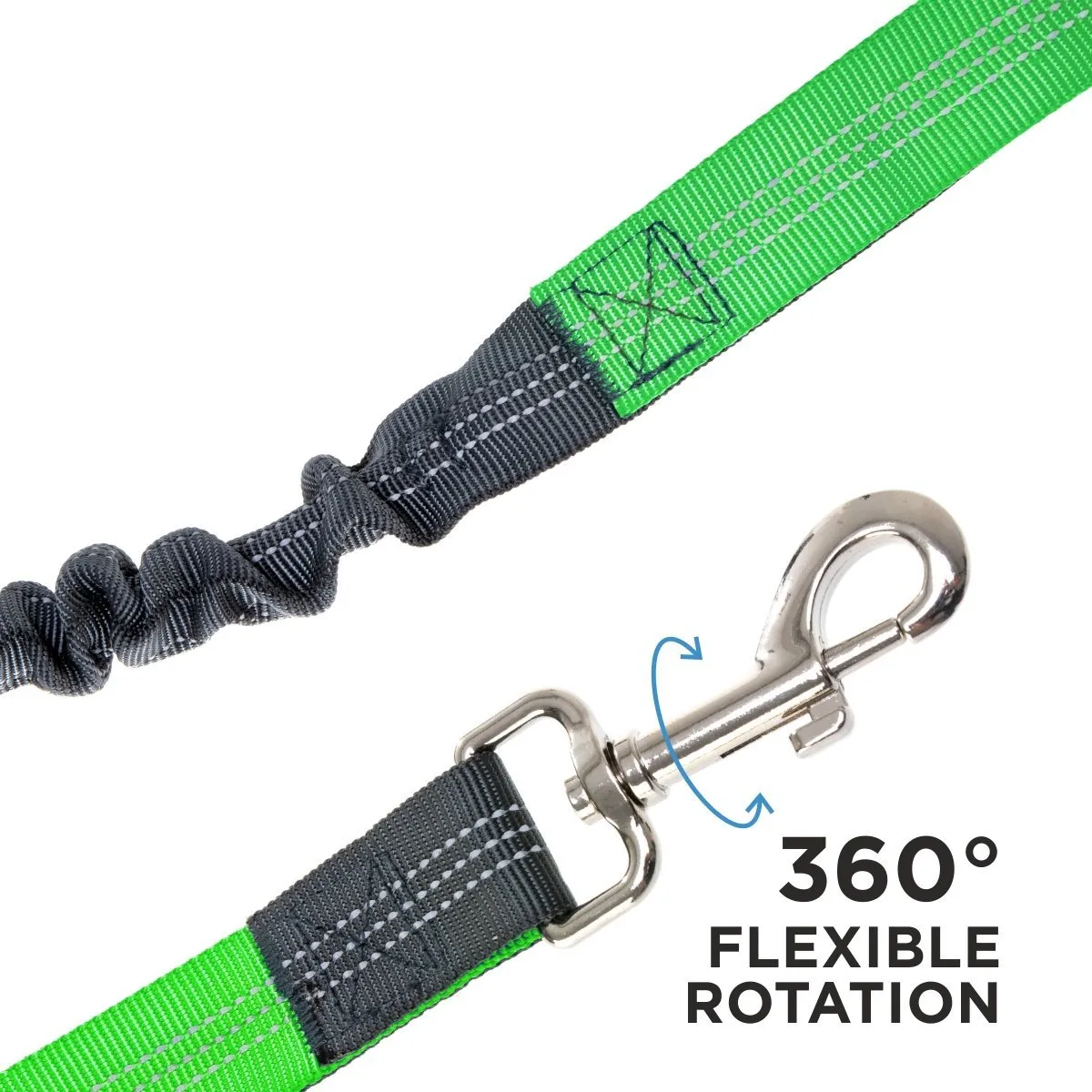 Shock Absorbing Green Two-Handle Dog Leash 4 ft