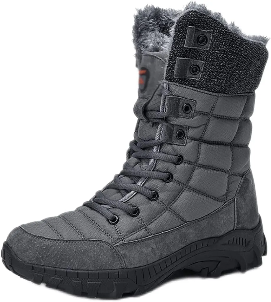 Snow Boots for Men, Winter Comfortable Soft Fur Snow Ankle Trekking Leather Non-Slip Men's Cotton Boots, for Outdoor Mountaineering High Top Warm Cotton Shoes