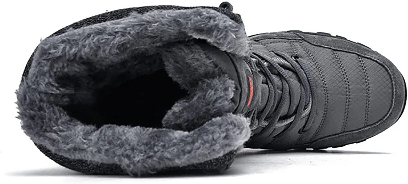 Snow Boots for Men, Winter Comfortable Soft Fur Snow Ankle Trekking Leather Non-Slip Men's Cotton Boots, for Outdoor Mountaineering High Top Warm Cotton Shoes
