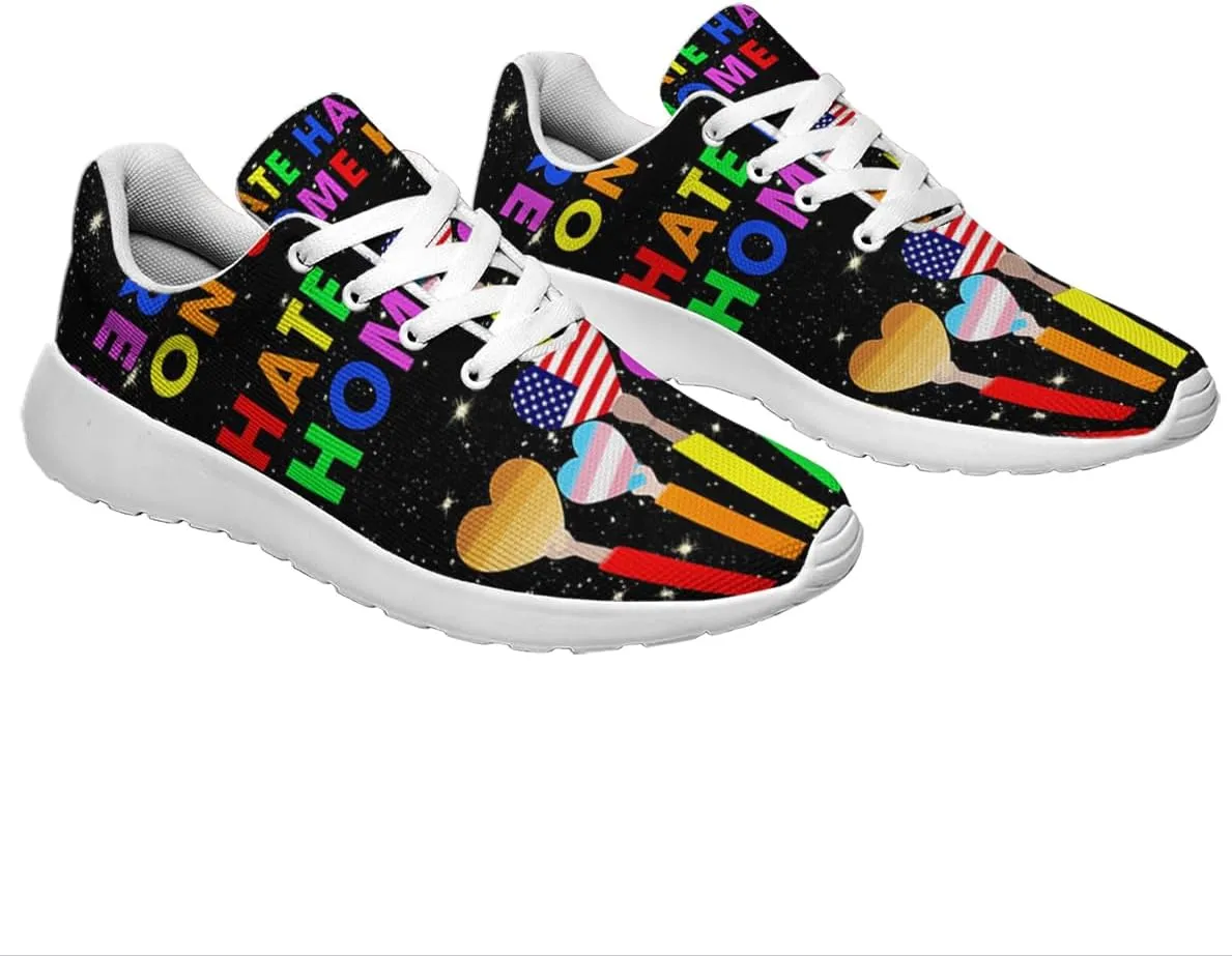 Sonzj-II Hate Has No Home Here LGBT Shoes Women Men Sports Trainers Low Top Anti-Slip Lace Up Trail Sneakers