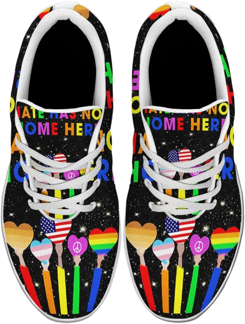 Sonzj-II Hate Has No Home Here LGBT Shoes Women Men Sports Trainers Low Top Anti-Slip Lace Up Trail Sneakers