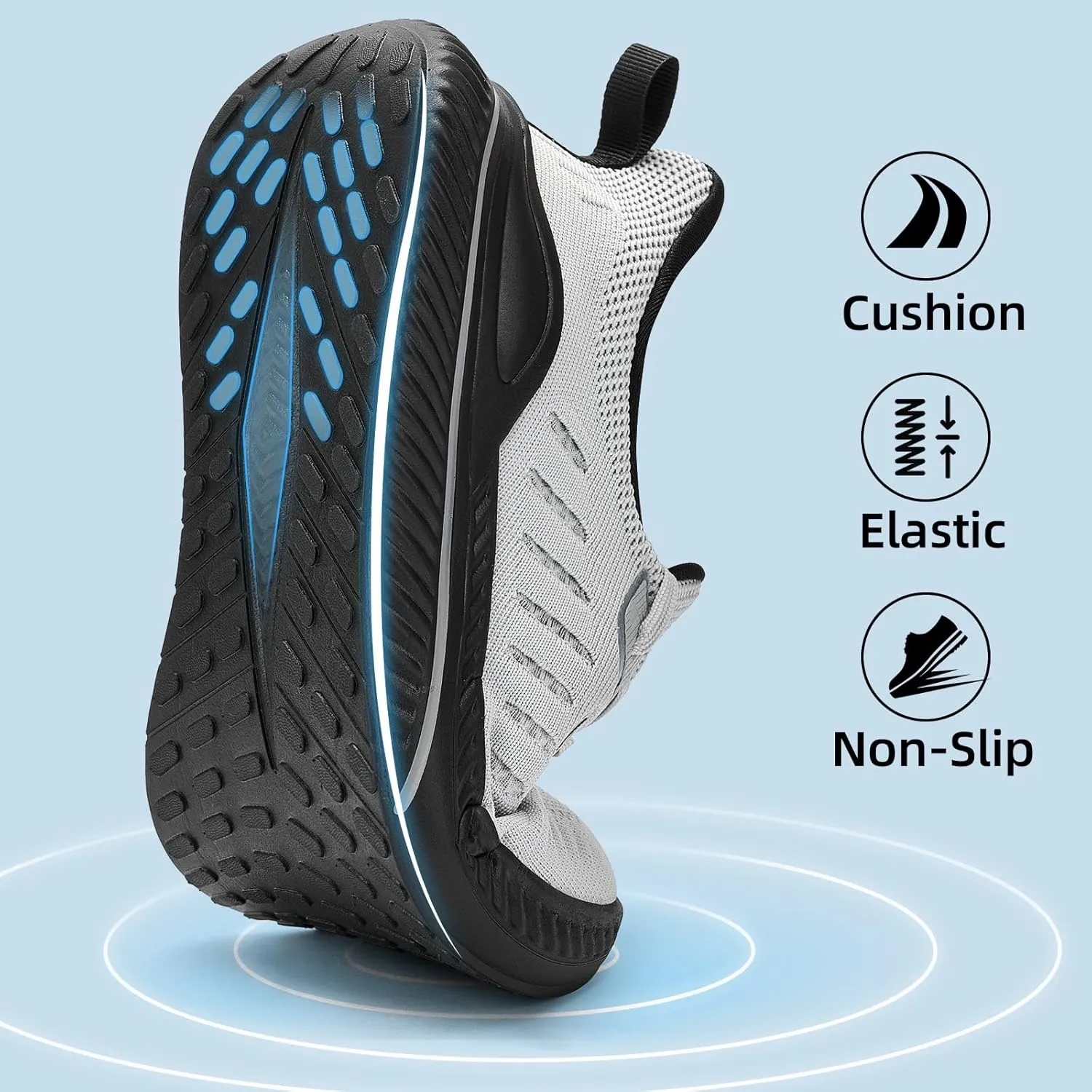 Wide Walking Shoes for Men Slip On Mens Running Shoes Tennis Shoes Lightweight Breathable Walking Sneakers Workout Gym Wide Sneakers