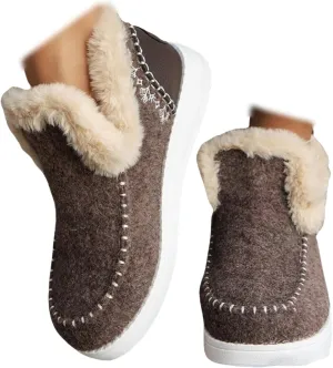 Winter Boots For Women 2024 Dressy Snow Boots Warm Ankle Booties Slip On Fur Lined Comfortable Fashion Loafers Shoes