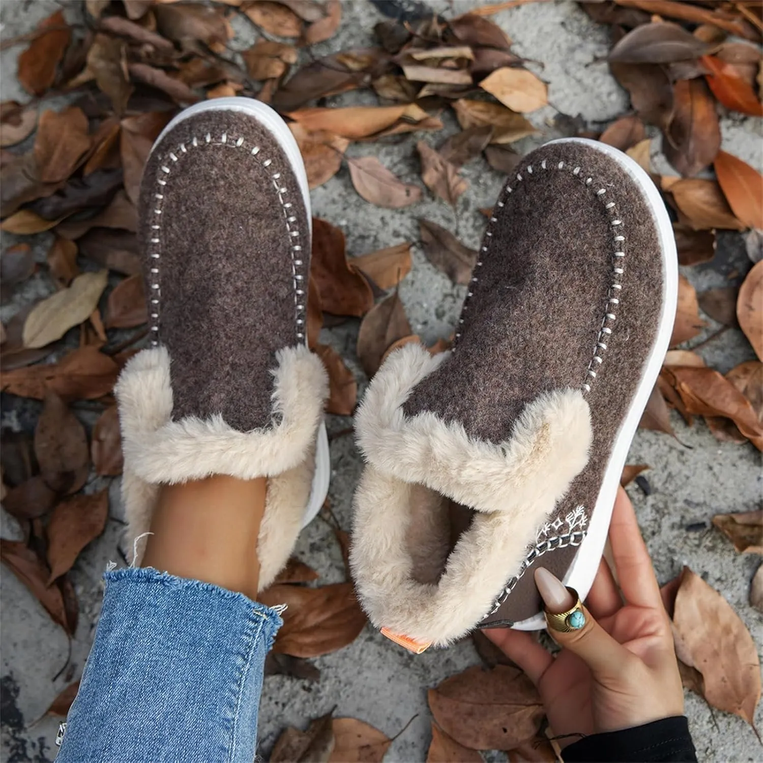 Winter Boots For Women 2024 Dressy Snow Boots Warm Ankle Booties Slip On Fur Lined Comfortable Fashion Loafers Shoes